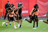 Séance d'entraînement pour les Belges au camp de base de Dedovsk, en banlieue de Moscou, le 8 juillet 2018, à trois jours du match contre la France
