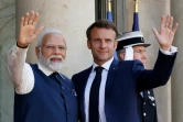 Le président Emmanuel Macron reçoit le Premier ministre indien Narendra Modi à l'Elysée, le 14 juillet 2023 à Paris
