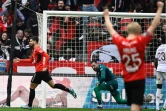 Martin Terrier auteur d'un doublé dans le large succès de Rennes face au FC Metz au Roazhon Park, le 20 mars 2022 