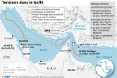 Carte des récentes tensions dans le Golfe 

