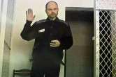 L'opposant russe emprisonné Vladimir Kara-Mourza, comparaît au tribunal par liaison vidéo depuis sa prison, le 22 février 2024 à Moscou