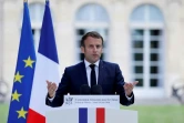 Le président Emmanuel Macron s'adresse aux 150 membres de la Convention citoyenne pour le climat, le 29 juin 2020 à l'Elysée, à Paris