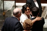 La ministre du Travail Myriam el-Khomri et le Premier ministre Manuel Valls lors de l'adoption de la loi Travailà l'Assemblée nationale le 20 juillet 2016 à Paris