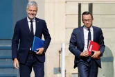 Le président du groupe des députés LR à l'Assemblée nationale, Laurent Wauquiez (G) et Bruno Retailleau, alors chef des sénateurs LR au Sénat, le 19 septembre 2024 à Paris