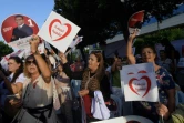 Des partisans du candidat du Front populaire (gauche radicale), Mongi Rahoui, à la présidentielle tunisienne font campagne à Tunis le 13 septembre 2019