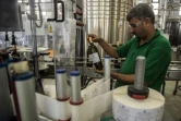 Mise en bouteille du vin le 18 juillet 2016 à Abu al-Matamir en Egypte