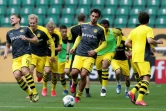 Le défenseur polonais de Dortmund, Mats Hummels (c), à l'entraînement avant le match de Bundesliga à Wolfsburg, le 23 mai 2020