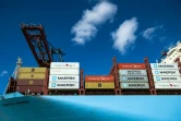 Des conteneurs sur un bateau du groupe Maersk, en 2020 en Suède