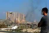 Le port de Beyrouth et les silos de grains le 5 août 2020 au lendemain de la double explosition qui a devasté la ville