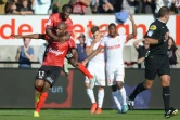 L'attaquant guingampais Sloan Privat (N.11), buteur face à Monaco, le 27 septembre 2015 au stade du Roudourou