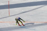 Mikaela Shiffrin franchit la ligne d'arrivée du slalom des Mondiaux d'Are, le 16 février 2019 