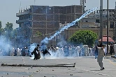Manifestation après l'arrestation de l'ex-Premier ministre Imram Khan, le 10 mai 2023 à Peshawar, au Pakistan
