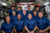 Image diffusée par la Nasa le 29 avril 2021 des 11 membres de l'équipage à bord de l'ISS