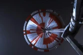 Image fournie par la Nasa du parachute supersonique ayant freiné le rover américain Perseverance lors de son atterrissage sur Mars le 18 février 2021