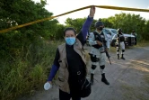 Maria Valdez, à la tête d'un collectif de victimes sur le site de la Bartolina, au Mexique, interdit d'accès au public, le 24 août 2021