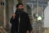Capture d'écran d'une vidéo de propagande diffusée le 5 juillet 2014 lors d'une adresse présumée du chef du groupe Etat islamique (EI), Abou Bakr al-Baghdadi, dans une mosquée de Mossoul, dans le nord de l'Irak
