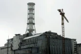 Vue générale du premier sarcophage recouvrant le réacteur numéro 4 de la centrale de Tchernobyl le 27 fébrier 2006