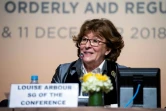 Louise Arbour, la représentante spéciale de l'ONU pour les migrations, lors d'une conférence de presse le 9 décembre 2018 à Marrakech, au Maroc