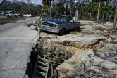 Une route endommagée par l'ouragan Hélène à Steinhatchee en Floride le 27 septembre 2024