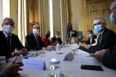 Le Premier ministre Jean Castex, et plusieurs de ses ministres, reçoivent les partenaires sociaux à Matignon, le 1er septembre 2021