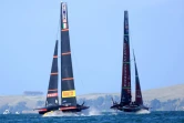 Team New Zealand et Luna Rossa lors de leur affrontement finale lors de la 36e édition de la Coupe de l'America le 17 mars 2021 à Auckland