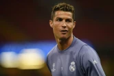 La star du Real Madrid Cristiano Ronaldlo lors d'une séance d'entraînement, le 2 juin 2017 à Cardiff
