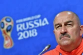 Le sélectionneur russe Stanislav Cherchesov en conférence de presse à Samara, le 24 juin 2018