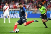 Olivier Giroud (au c.) pendant le match de la France face au Pérou à Iékaterinbourg en phase de groupe de la Coupe du Monde en Russie, le 21 juin 2018