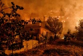 Un incendie de forêt s'approche des maisons du village de Loutró, au sud d'Athènes (Grèce), le 30 septembre 2024