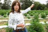 Susan Corbett devant les plants de chanvre de son exploitation, à Stanley, en Virginie, le 6 août 2020
