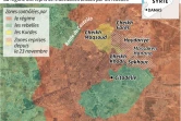 Localisation des quartiers d'Alep perdus par les rebelles depuis le 23 novembre, zones contrôlées par les forces en présence