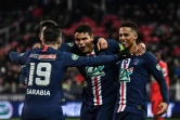 La joie des joueurs du PSG après le but de Thiago Silva, face à Dijon, en quart de finale de Coupe de France, le 12 février 2020 au Stade Gaston Gérard