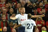Les joueurs de Tottenham Harry Kane (g) et Lucas Moura buteurs lors de la victoire face à Manchester United 3-0 à Old Trafford le 27 août 2018