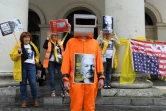Manifestation contre l'extradition aux Etats-Unis du fondateur de WikiLeaks Julian Assange, le 23 avril 2022 à Bruxelles