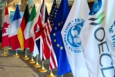 Les drapeaux des participants au G7 Finances à Whistler, le 1er juin 2018 au Canada