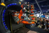 Les fauteuils robotisés du jeu Hurricane 360 VR présenté au CES de Las Vegas, le 10 janvier 2019
