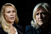 Montage de photos de Marion Marechal à Paris le 28 septembre 2019 et de sa tante Marine Le Pen, candidate du RN à la présidentielle à Mesnil-Raoul (Seine-Maritime) le 8 décembre 2021