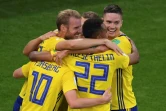 La joie des Suédois après un but contre son camp mexicain lors du Mondial, le 27 juin 2018 à Ekaterinburg
