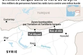 Carte localisant Ras al-Aïn et Tal Abyad dans le nord de la Syrie, où la Turquie a lancé une offensive contre les positions d'une milice kurde