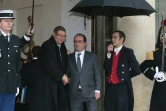 Le Premier ministre tunisien Habib Essid reçu par le président François Hollande le 22 janvier 2016 à l'Elysée à Paris 