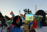 Des supporters sud-africains suivent sur un écran en plein air le match de la CAN contre l'Angola, le 23 janvier 2013 à Rustenburg 