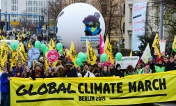 Marche en faveur d'engagements fermes contre le réchauffement climatique le 29 novembre 2015 à Berlin