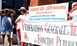 Manifestation contre la réforme des retraites devant la CGSS de Saint-Denis le 8 octobre 2019
