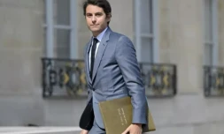 Le nouveau ministre de l'Education nationale Gabriel Attal arrive à l'Elysée, le 21 juillet 2023 à Paris ( AFP / Bertrand GUAY )