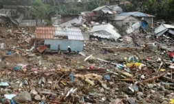 Le quartier de Pilar à Abuyog town dévasté par une coulée de boue, le 14 avril 2022 ( AFP / Bobbie ALOTA )