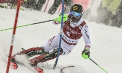 L'Autrichien Marcel Hirscher lors de la 1re manche du slalom de Val d'Isère, le 10 décembre 2017