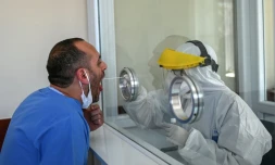 Test du coronavirus à la faculté de médecine de l'Université Carrahpasa d'Istanbul, le 10 avril 2020