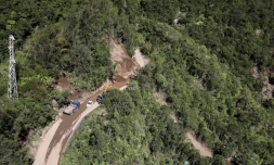 Route de Cilaos fermée vue du ciel