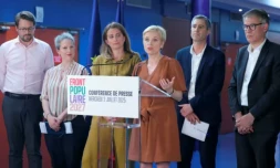 La gauche unitaire (sans LFI, les Communistes et Raphaël Glucksmann) réunie à Bagneux, dans les Hauts-de-Seine, le 2 juillet 2025 ( AFP / Thomas SAMSON )