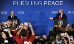 Donald Trump et Vladimir Poutine à Anchorage, en Alaska, le 15 août 2025